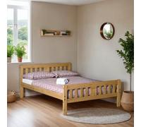 Seconique Rio Double Distressed Waxed Pine Bed - Brown - Wilko