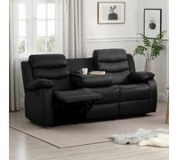 Seconique Roma 3 Seater Recliner Sofa - Black Pu