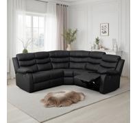 Seconique Roma Corner Recliner Sofa Black Faux Leather