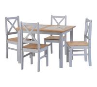 Salvador Tile Top Dining Set with 4 chairs - Grey slate and distressed waxed pine