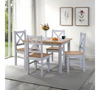 Salvador Tile Top Dining Set with 4 chairs - Grey slate and distressed waxed pine