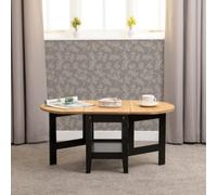 Seconique Santos Drop Leaf Coffee Table Black With Distressed Waxed Pine Top