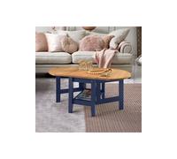Santos Drop Leaf Coffee Table Navy Blue with Distressed Waxed Pine Top