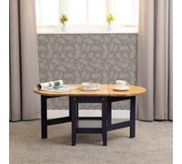 Seconique Santos Drop Leaf Coffee Table Navy Blue With Distressed Waxed Pine Top