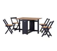 Santos Butterfly Navy Blue/Distressed Waxed Pine Set - Table with 4 Chairs