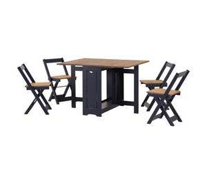 Seconique Santos Extending Butterfly Dining Set Blue And Distressed Waxed Pine