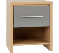 Seconique Seville 1 Drawer Bedside in Grey Gloss/Light Oak Effect Veneer