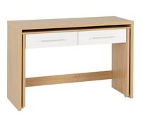 Seconique Seville 2 Drawer Slider Desk in White Gloss/Light Oak Effect Veneer