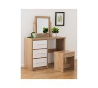 Seconique Seville 3 Drawer Dressing Table Set in White Seconique White