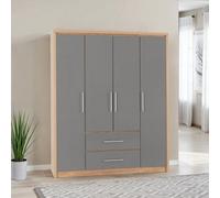 Seville 4 Door 2 Drawer Wardrobe - Grey