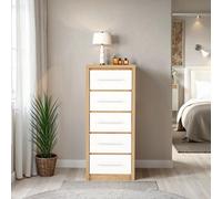 Seconique Seville 5 Drawer Chest Oak And White