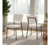 Seconique Sheldon Dining Chair (x4 Per Box) - Ivory Boucle Fabric, Cream