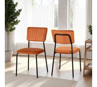 Seconique Sheldon Chairs Set Of 4 In Orange Velvet Fabric