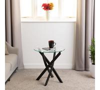 Seconique Sheldon Lamp End Round Table Clear Glass Top With Stylish Black Wavy Legs