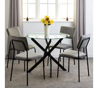 Seconique Sheldon Round Glass Top Dining Set in Grey Seconique Grey
