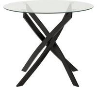 Seconique Sheldon Round Clear Glass Top Dining Table With Black Legs