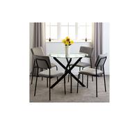 Seconique Sheldon Round Glass Top Dining Set in Grey Seconique Grey