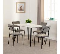 Seconique Marlow and Sheldon 4 Seater Dining Set White Marble and Grey Velvet - White Marble/Grey Velvet Fabric - Wilko