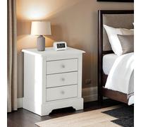 Seconique Stratford 3 Drawer White Bedside Table - Wilko