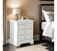 Seconique Stratford 3 Drawer Bedside - White, White