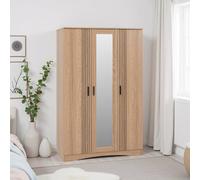 Seconique Tessa 3 Door Mirrored Wardrobe-Natural Oak Effect in Light Oak Seconique Light Oak