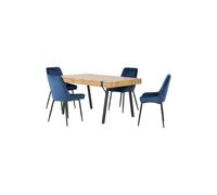 Seconique Treviso Dining Set with Avery Chairs in Blue Seconique Blue