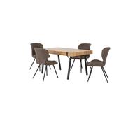 Seconique Treviso with 4 Quebec Dining Chairs in Light Oak Effect/Brown, none