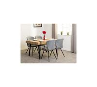 Seconique Treviso with 4 Quebec Dining Chairs in Light Oak Effect/Grey, none