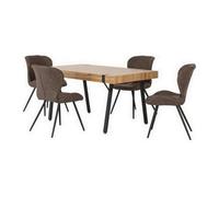 Seconique Treviso Dining Set With Quebec Chairs - Light Oak Effect/black/brown Faux Leather