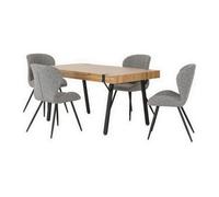 Seconique Treviso & Quebec Dining Set - Light Oak Effect/Grey Pu, Grey