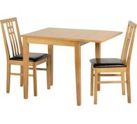 Seconique Vienna Drop Leaf Dining Set In Medium Oak And Brown Faux Leather