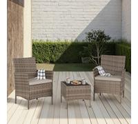 Seconique Willow 2 Seater Grey Fabric Rattan Black Glass Garden Set - Multi - Wilko