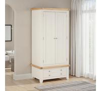 Seconique Windsor 2 Door 1 Drawer Wardrobe Ivory With Oak Trim Part Assembled