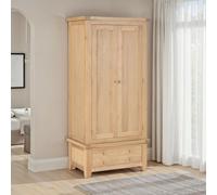 Seconique Windsor 2 Door 1 Drawer Wardrobe Real Natural Oak Part Assembled