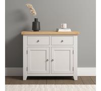 Seconique Windsor 2 Door 2 Drawer Ivory and Oak Sideboard - Size: 81.5 x 97 x 40cm - Ivory/Oak - Wilko
