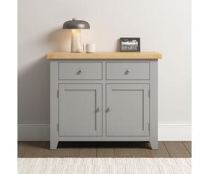 Seconique Windsor 2 Door 2 Drawer Sideboard in Pebble Grey/Oak