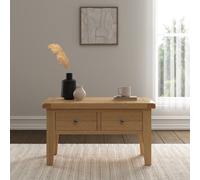 Seconique Windsor 2 Drawer Coffee Table (Fully Assembled) in Light Oak Seconique Light Oak