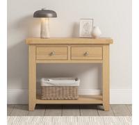 Seconique Windsor 2 Drawer Console Table Natural Oak Fully Assembled Solid Wood