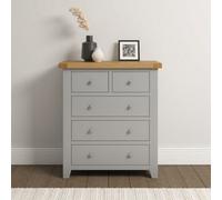 Seconique Windsor 3+2 Drawer Chest Pebble Grey With Real Oak Top Fully Assembled
