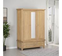 Seconique Windsor 3 Door 2 Drawer Wardrobe Natural Oak ( Part Assembled )