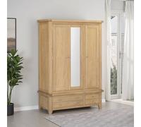 Seconique Windsor 3 Door 2 Drawer Wardrobe (Part Assembled) in Light Oak Seconique Light Oak
