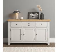 Seconique Windsor 3 Door 3 Drawer Sideboard Ivory And Oak Top Fully Assembled