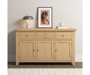 Seconique Windsor 3 Door 3 Drawer Sideboard Natural Oak Fully Assembled