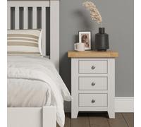 Seconique Windsor 3 Drawer Bedside Ivory With Oak Top Fully Assembled