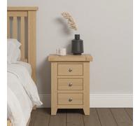 Seconique Windsor 3 Drawer Bedside Real Natural Oak Fully Assembled