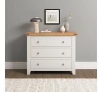 Seconique Windsor 3 Drawer Chest Ivory With Solid Oak Top Fully Assembled