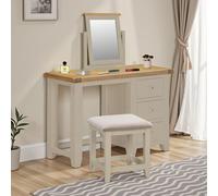 Seconique Windsor 3 Drawer Dressing Table Set (Fully Assembled) - Putty/oak/oat Fabric