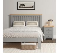 Seconique Windsor 4'6" Double Bed Frame Pebble Grey With Oak Trim Part Assembled
