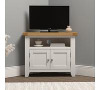 Seconique Windsor 2 Door Ivory and Oak Corner TV Unit - Size: 65 x 80 x 40cm - Ivory/Oak - Wilko