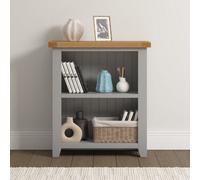 Seconique Windsor 2 Shelf Pebble Grey and Oak Low Bookcase - Size: 91 x 80 x 32cm - Pebble Grey/Oak - Wilko